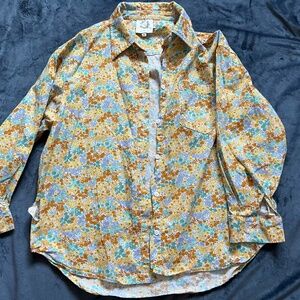Floral Collared Shirt Womens S: $15